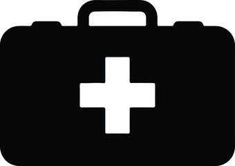 Obraz premium silhouette emergency first aid kit medical health cross symbol icon vector design