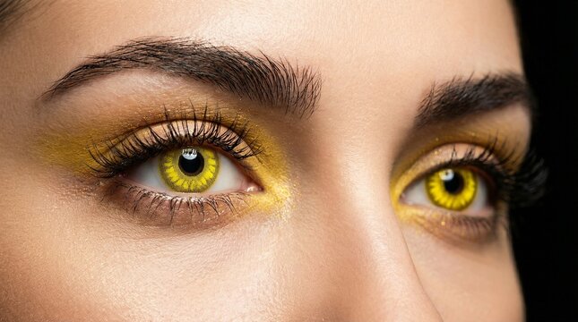 &ldquo;Extreme Macro Yellow Contact Lens Eyes, Futuristic Beauty Fashion Editorial Closeup