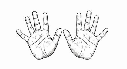 Obraz premium Detailed Black and White Drawing of Two Open Hands.