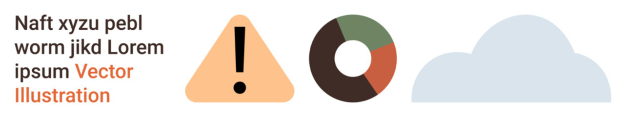Digital communication, data analytics, cloud computing, risk management, information security, technology solutions. Triangle with exclamation, pie chart and cloud. Data analytics and risk © robu_s