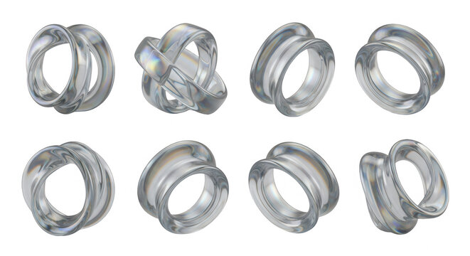 3d rendered abstract looping glass structures against white background modern design