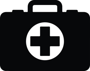 Obraz premium silhouette medical first aid kit box health emergency icon symbol vector design