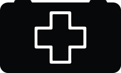 Obraz premium silhouette medical first aid kit emergency health care icon symbol vector design