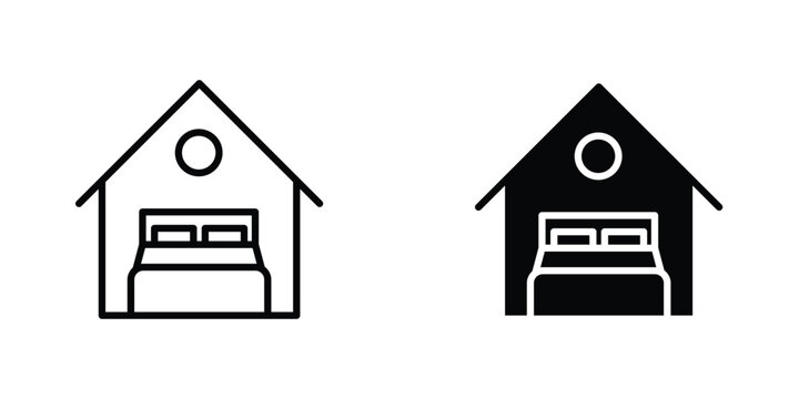 Accomodation icon in doodles flat and line stroke pack