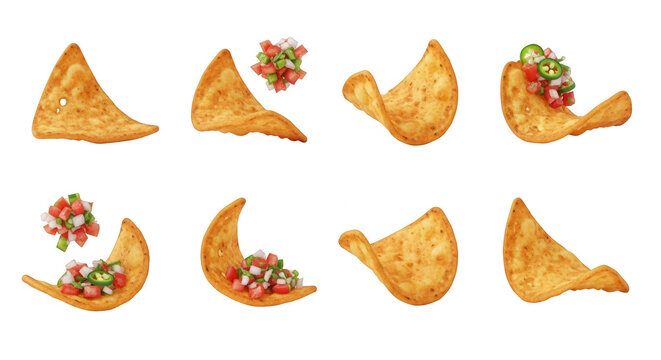 isolated tortilla chips with salsa mid air studio white backdrop food related projects and restaurant menus