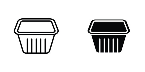 Aluminum foil food container icon in doodles flat and line stroke pack