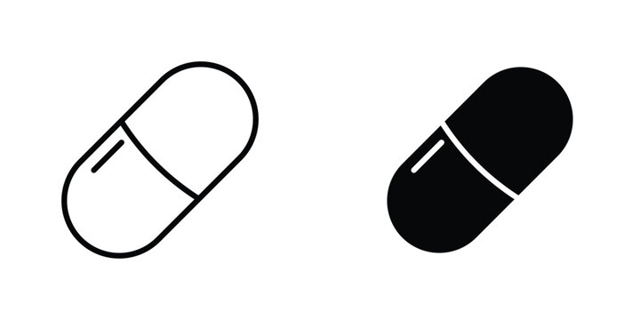 Capsule icon in doodles flat and line stroke pack