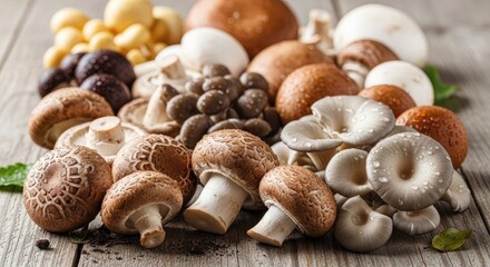 Assortment of Fresh and Delicious Mushrooms.