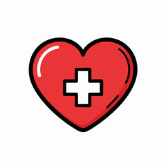 Obraz premium Red Heart with White Medical Cross Symbol.