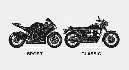 Sport and Classic Motorcycle Comparison Illustration. © Kiki