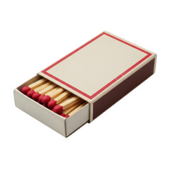 Open matchbox with red matches isolated on transparent background
