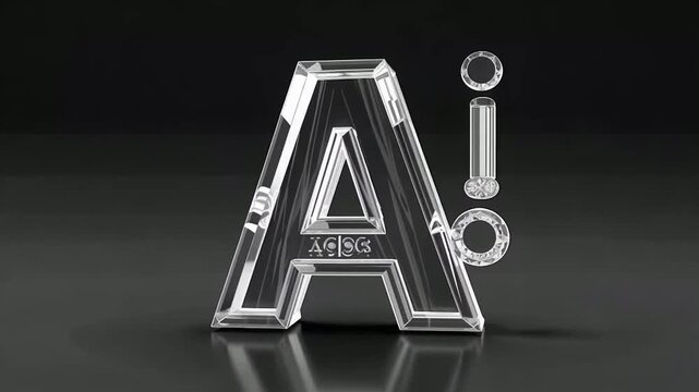 Glass Letter A and AI in Three Dimensional Studio.