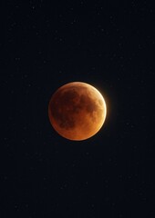Lunar eclipse under starry sky.