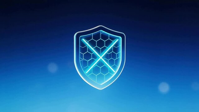 Blue shield with hexagon pattern