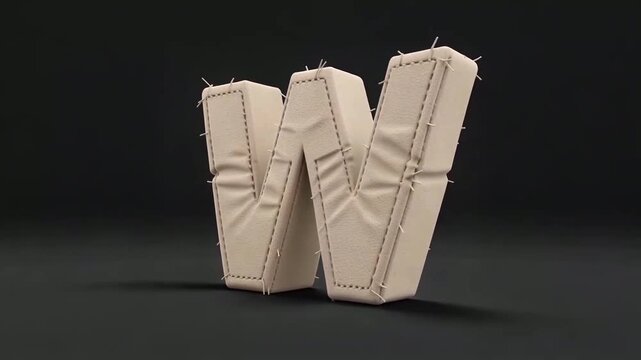 Cardboard W Sculpture in Studio Monochrome Lighting.