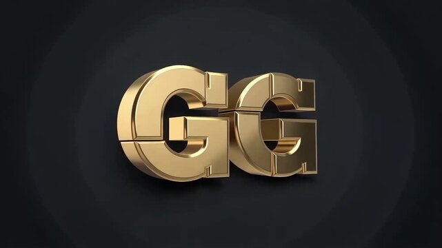 Golden GG Letters Shine In Dark Studio.