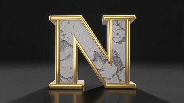 Elegant gold framed marble letter N rotating frames.