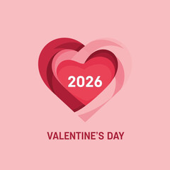 Valentines Day Heart Illustration with Date 2026. © Atiq