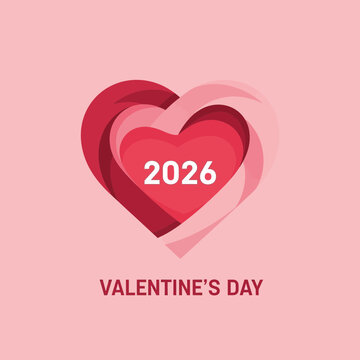 Valentines Day Heart Illustration with Date 2026.