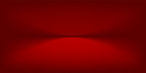 3d backdrop for product presentation. Dark red studio room. Vector stage mockup illustration. Limbo abstract background. Minimal wall scene. Showcase, promotion display.