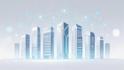 Fototapeta premium Futuristic cityscape with network connections