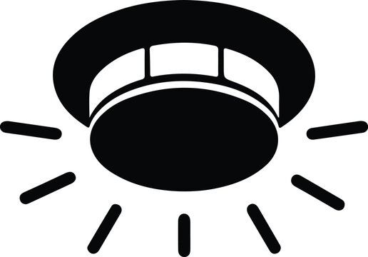 silhouette smoke alarm detector icon emergency light sensor alert vector design