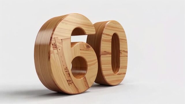 Wooden Numerals Ten And Sixty In Close Up.