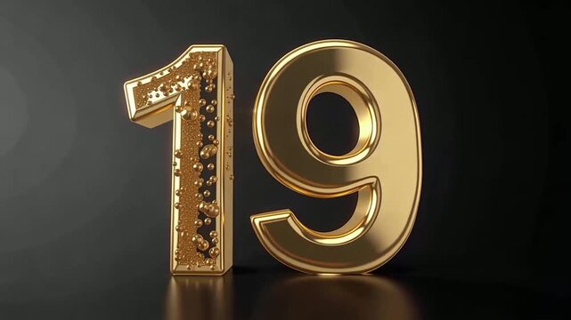 Golden Number Nineteen Frames Celebrate New Year.