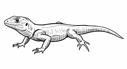 Obraz premium Black and White Lizard Illustration.
