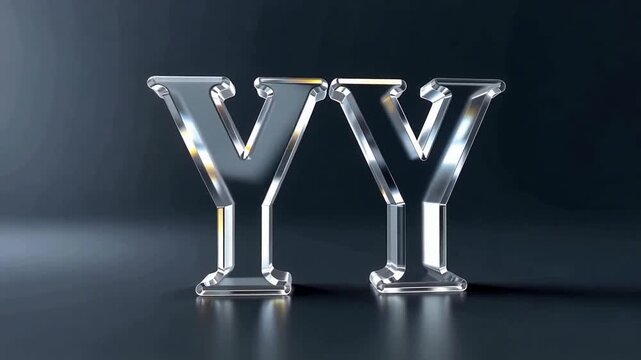 Crystal Glass Letters YY on Dark Background.