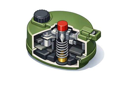 Cutaway Technical Illustration of Deactivated M14 Anti-Personnel Mine