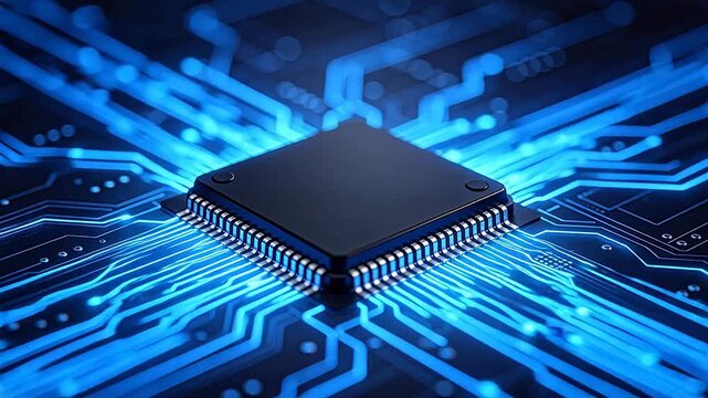 Integrated circuit on glowing circuit board