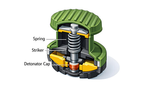 Cutaway Technical Illustration of Deactivated M14 Anti-Personnel Mine