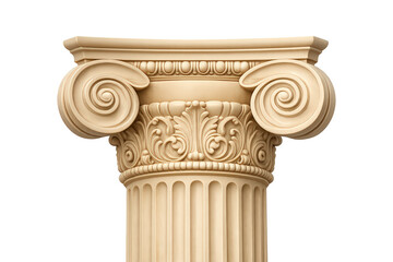 Ionic column capital with classic greek-roman influence. Features scrolls, rosettes, and fluting, rendered on a transparent background