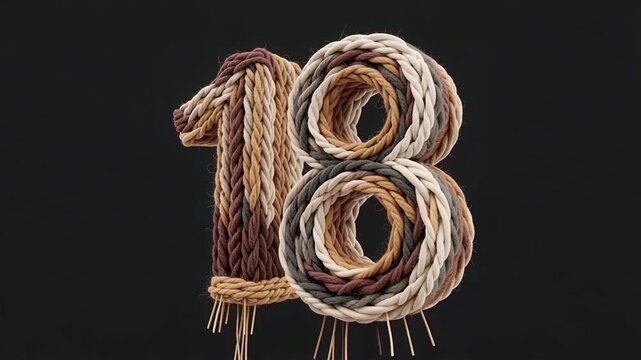 Rope Number Eighteen Formation On Dark Background.