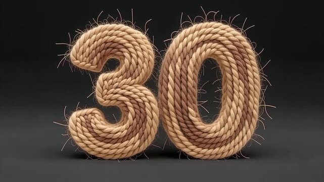 Decorative Rope Number Thirty Visual Highlight.