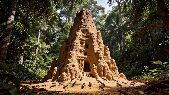 Ant mound in dense forest