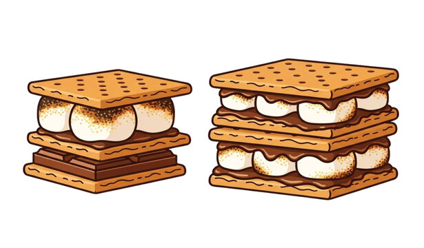 Double decker smore camping snack vector illustration