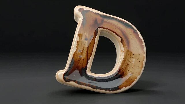 Rusty Letter D on Dark Surface Close Up.