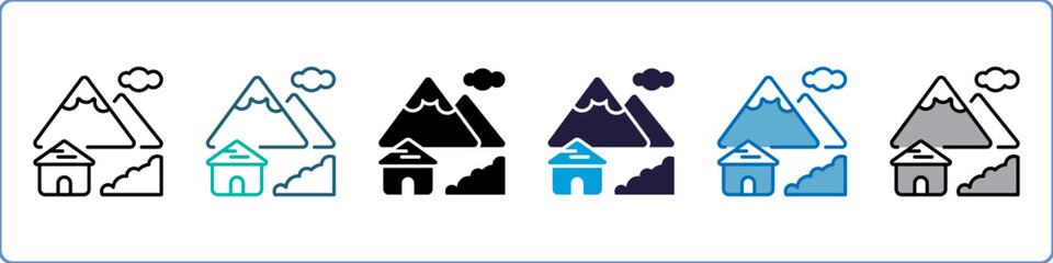 Village Single Icon Set Multistyle