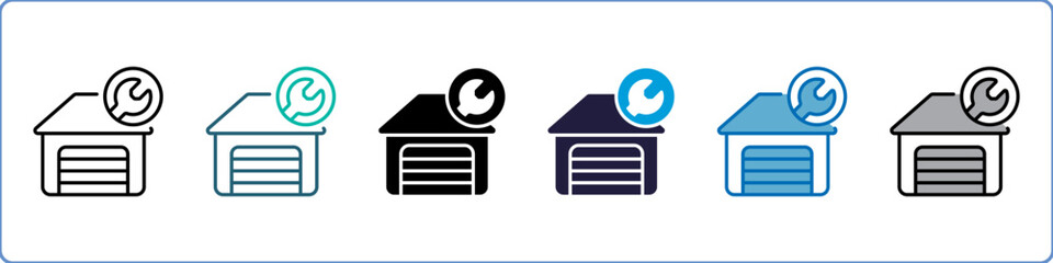 Garage Single Icon Set Multistyle