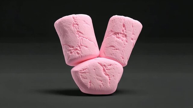Delicate pink marshmallows stacked in a playful Y shape.
