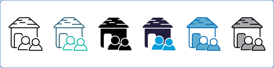 House Single Icon Set Multistyle