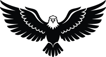 Obraz premium Bold Silhouette of an Eagle with Wings Spread Wide in a Majestic Display of Freedom and Power