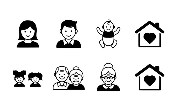 Parenting family generation solid vector icons