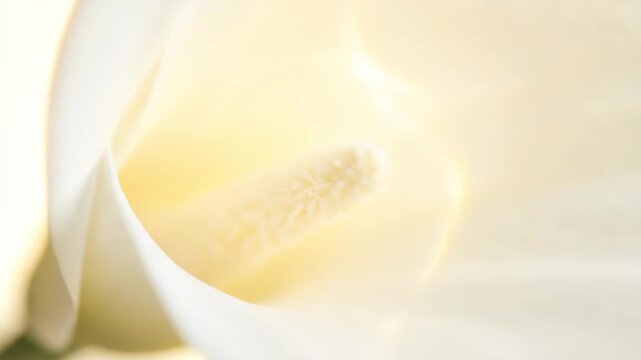White calla lily flower pistil macro close up, showing detail for botanical study and nature concept