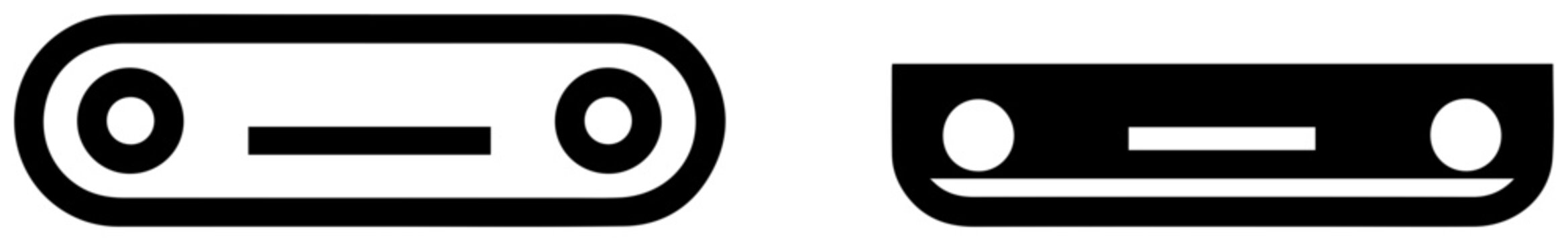 Two black and white icons of deburring tools for post processing on a clean background