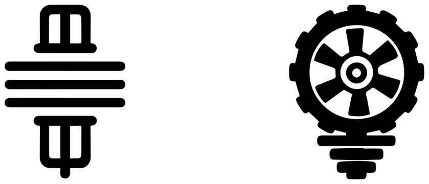 Hotend assembly icons with heatsink and fan 3d printer parts black and white graphic symbols