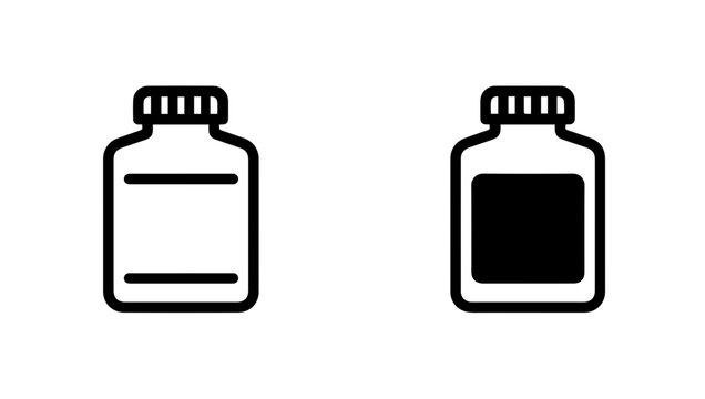 Two black icons of liquid fertilizer nutrient bottles for agriculture and gardening use