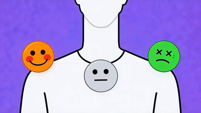Person with three emotion icons